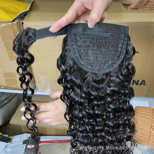 cabello humano ponytail hair extensionslarge cosmetic bags,wholesale packet hair,virgin cheveux humain wrap around ponytails